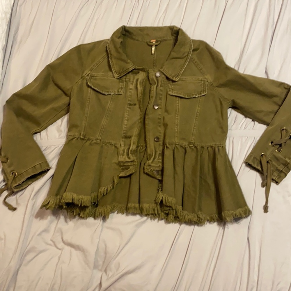 Free People army green jacket